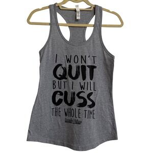 Barcode Clothing Co Gray "I Wont Quit But I Will Cuss" Racerback Tank Top Small